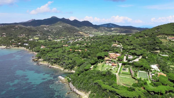 Letecký Pohled Ostrov Elba Jižní Pobřeží Letní Sezóně Drone View — Stock fotografie