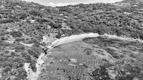 Vista Aérea Ilha Elba Praia Barabarca Litoral Sul Temporada Verão — Fotografia de Stock
