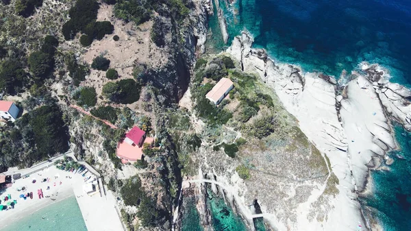 Widok Powietrza Wyspę Elba Plaża Andrea Wybrzeże Sezonie Letnim Punkt — Zdjęcie stockowe