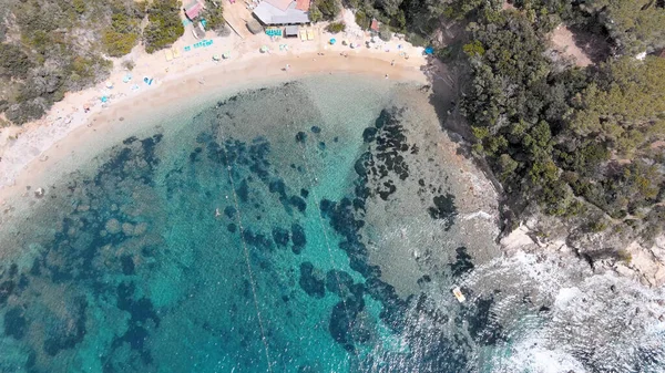 Elba Island Beach Temporada Verão Itália Visão Aérea Aérea Aérea — Fotografia de Stock