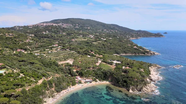 Letecký Pohled Ostrov Elba Jižní Pobřeží Letní Sezóně Drone View — Stock fotografie