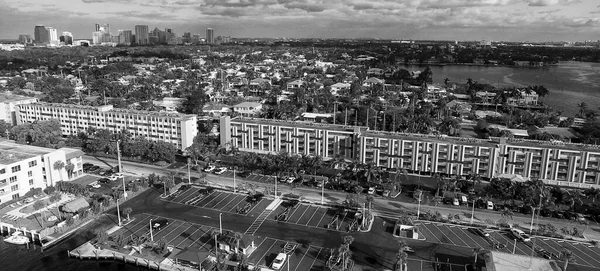 Widok Lotu Ptaka Fort Lauderdale Canals Cityscape Słoneczny Dzień Drona — Zdjęcie stockowe