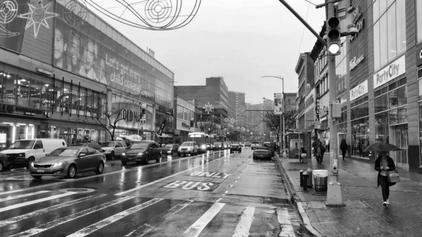 New York City Décembre 2018 Rues Harlem Par Jour Pluie — Photo