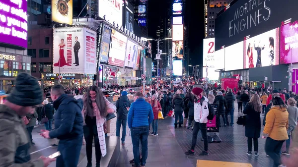 New York City Dezember 2018 Nachtverkehr Times Square Der Wintersaison — Stockfoto