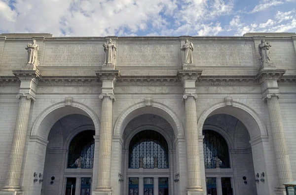 Zewnętrzna Fasada Union Station Waszyngtonie Nas — Zdjęcie stockowe