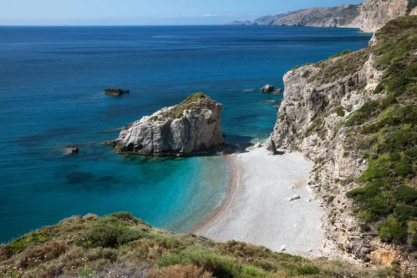 Sol Iluminado Praia Kaladi Ilha Kythira Jónico Grécia — Fotografia de Stock