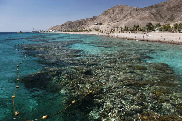 以色列 蓝色的埃拉特湾的珊瑚礁景观 — 图库照片