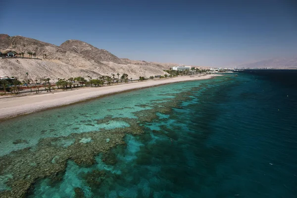 以色列 蓝色的埃拉特湾的珊瑚礁景观 — 图库照片