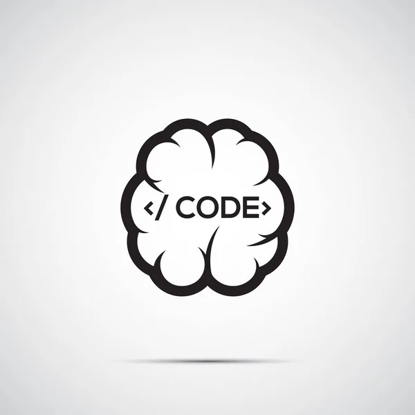 Icône Cerveau Minimaliste Avec Lettrage Code — Image vectorielle