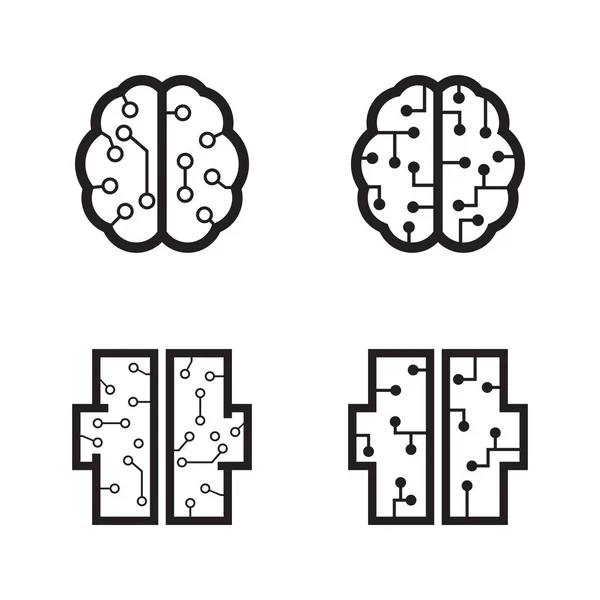 Neurale Netwerken Kunstmatige Intelligentie Hersenen Pictogrammen — Stockvector