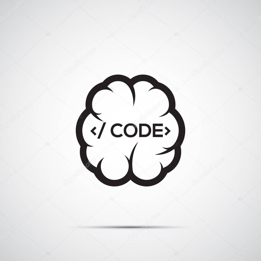 Minimalistic Brain icon with code lettering