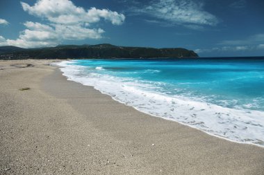 Agios Ioannis Plajı, Lefkada Adası, Yunanistan. Yunanistan Lefkada Adasında güzel turkuaz deniz