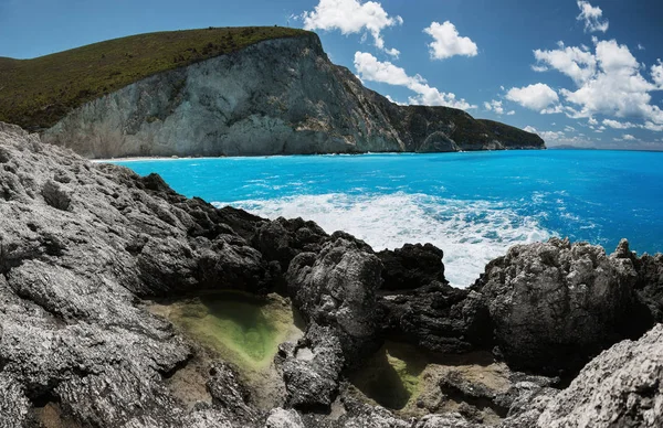 Plaża Porto Katsiki Wyspie Leukada Grecja Wyspy Jońskie — Zdjęcie stockowe