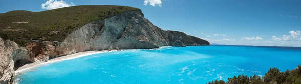 Piękne Panorám Porto Katsiki Plaży Wybrzeża Wyspie Lefkada Grecja Wyspy — Zdjęcie stockowe