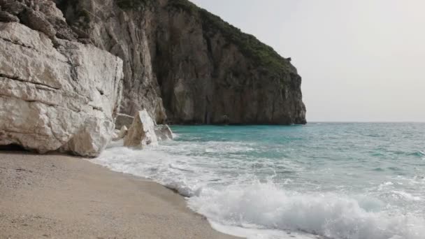 Waves Crashing Rocks Sea Coast — Stock Video