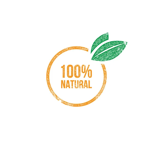 100% natural fruit stamp — Stock Vector