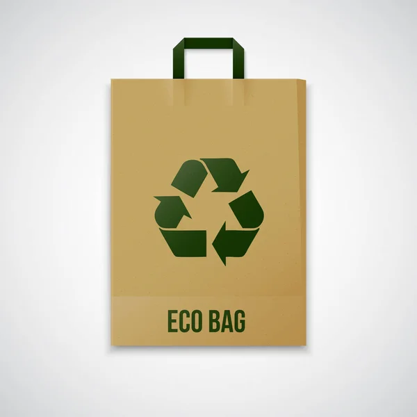 Recycled Brown Vector Eco Paper Bag — Stock Vector