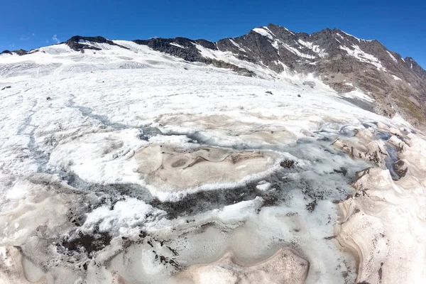 冰川在夏季热中融化 意大利阿尔卑斯山 气候变化概念 — 图库照片