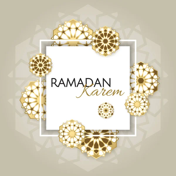 Ramadán Kareem Plakát Design Papír Řez Islámské Lucerny Hvězdy Měsíc — Stockový vektor