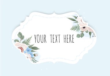 Vektör kümesi. Vintage etiketleri çiçekli. Kopya alanı ile çerçeve kenarlığı.