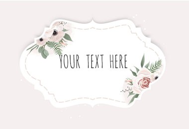 Vektör kümesi. Vintage etiketleri çiçekli. Kopya alanı ile çerçeve kenarlığı.