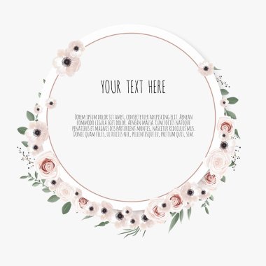 Vektör kümesi. Vintage etiketleri çiçekli. Kopya alanı ile çerçeve kenarlığı.