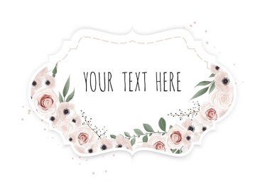 Vektör kümesi. Vintage etiketleri çiçekli. Kopya alanı ile çerçeve kenarlığı.