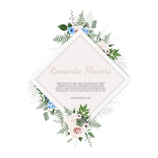 Cartão Decorativo Com Flores Ilustração Vetorial — Vetor de Stock