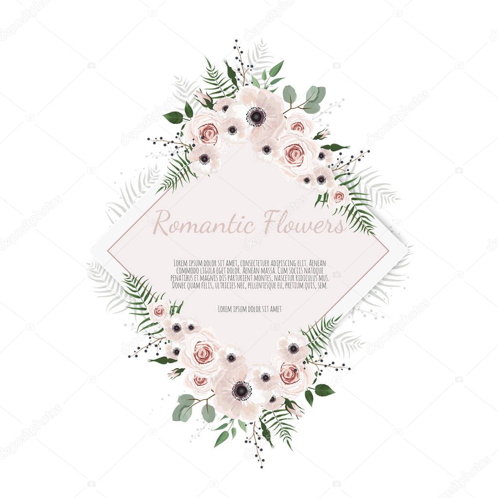 decorative greeting card with flowers, vector illustration