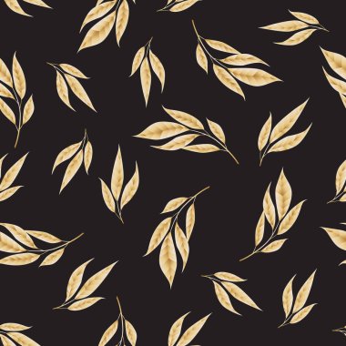 Çiçek öğeleri, süsleme şablonu ile altın vektör davet