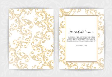 Çiçek öğeleri, süsleme şablonu ile altın vektör davet