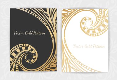 Çiçek öğeleri, süsleme şablonu ile altın vektör davet