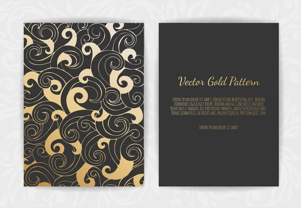 Golden Vector Invitation Floral Elements Ornament Template — Stock Vector