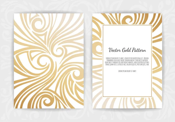 Golden Vector Invitation Floral Elements Ornament Template — Stock Vector