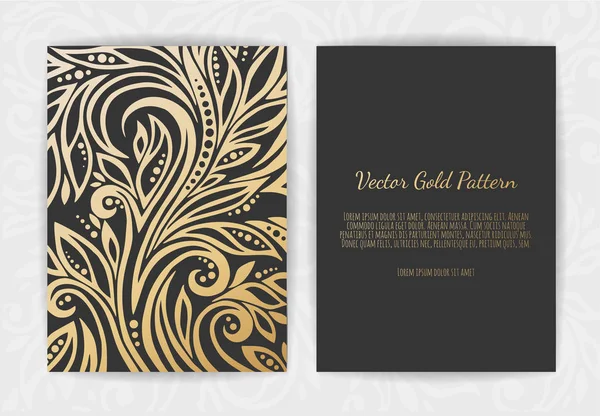 Golden Vector Invitation Floral Elements Ornament Template — Stock Vector