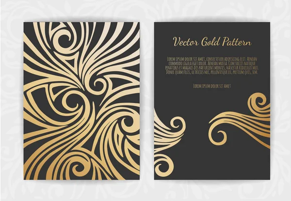 Golden Vector Invitation Floral Elements Ornament Template — Stock Vector
