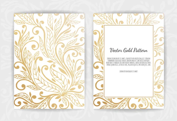 Invitación Golden Vector Con Elementos Florales Plantilla Adorno — Vector de stock