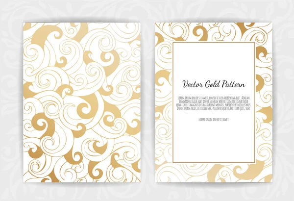 Golden Vector Invitation Floral Elements Ornament Template — Stock Vector