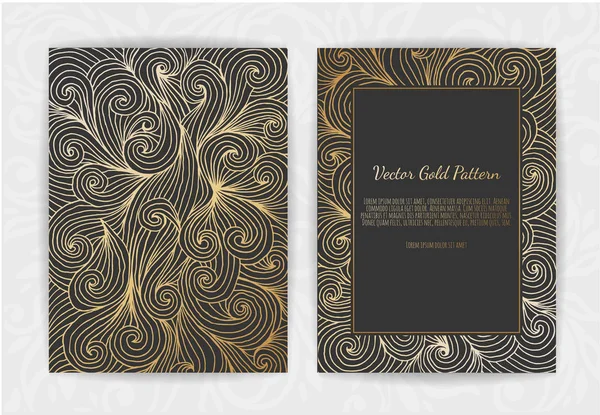 Gold vintage greeting card on a black background. — Stock Vector