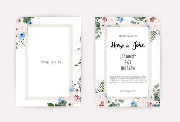 Πρόσκληση διάνυσμα με χειροποίητο floral στοιχεία. Προσκλητήρια γάμου με floral στοιχεία — Διανυσματικό Αρχείο