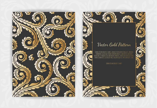 Gold vintage greeting card on a black background. — Stock Vector