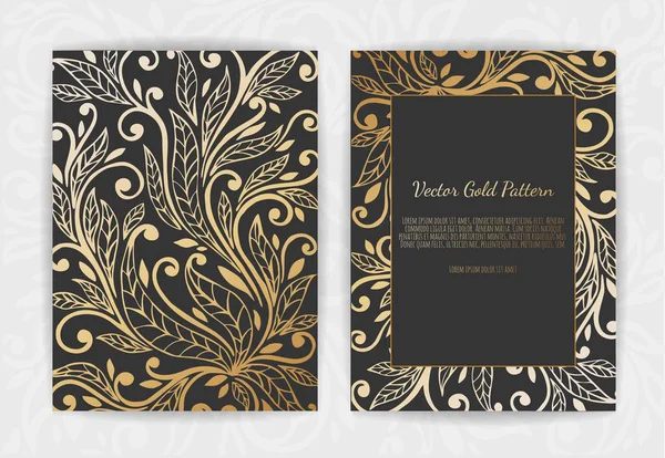 Gold vintage greeting card on a black background. — Stock Vector