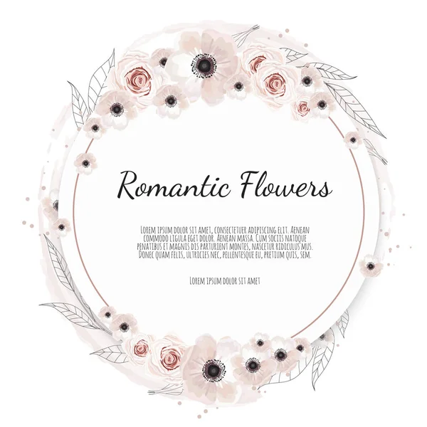 Blumenposter Einladungskarte Botanische Karte Mit Wilden Blumen Und Blättern — Stockvektor
