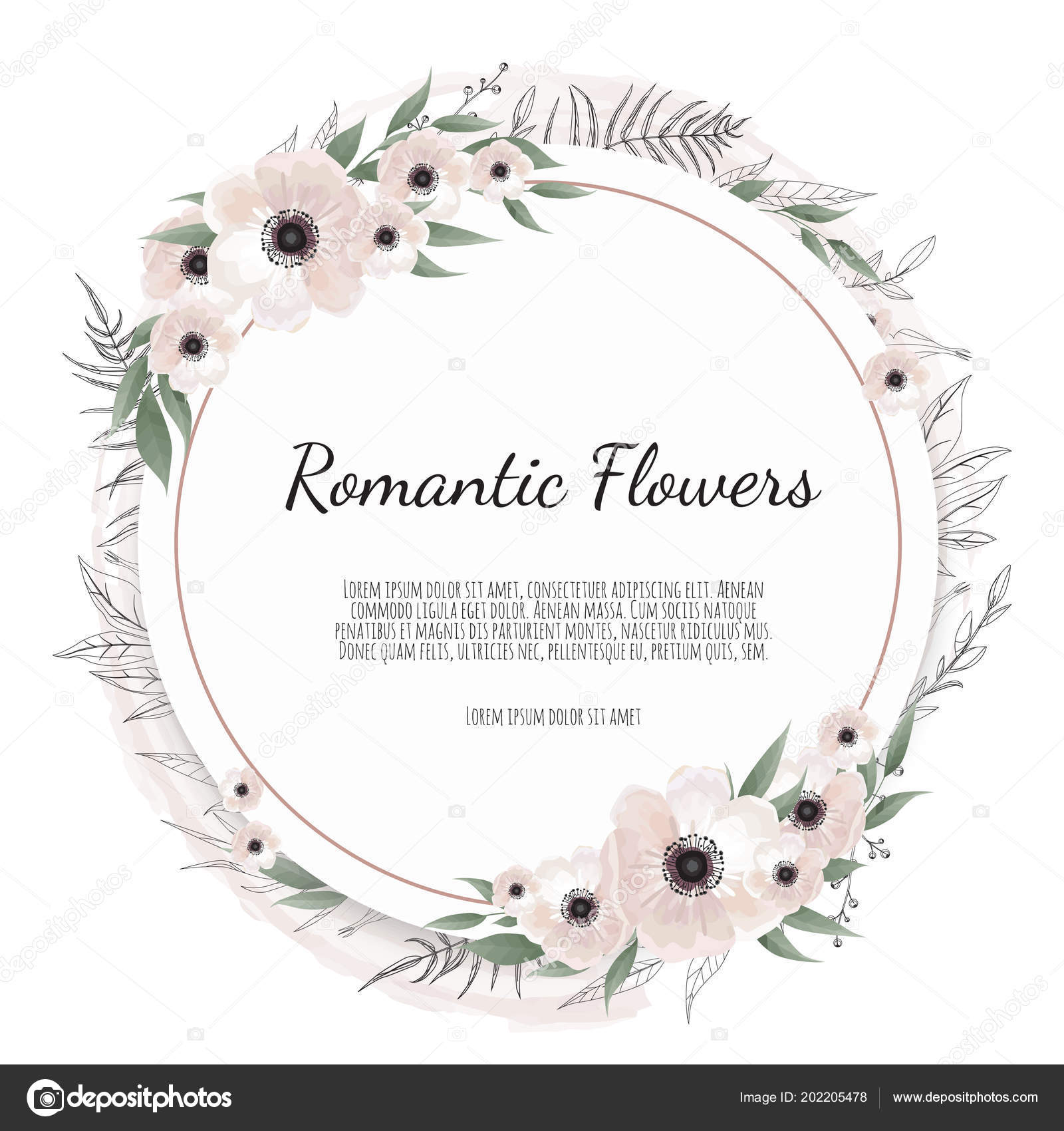 vector floral frame greeting postcard wedding invite template elegant frame with rose and anemone stock vector c anasteisha 202205478 https depositphotos com 202205478 stock illustration vector floral frame greeting postcard html