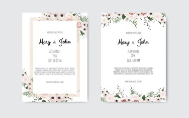 El yapımı çiçek öğeleri ile vektör davet. Düğün davetiye ile çiçek öğeleri.