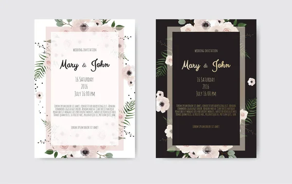 Πρόσκληση Γάμου Πρόσκληση Βοτανικό Γαμήλια Πρόσκληση Κάρτα Πρότυπο Σχεδιασμού Λευκό — Διανυσματικό Αρχείο