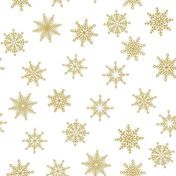 Flocon Neige Doré Motif Simple Sans Couture Symbole Hiver Joyeux — Image vectorielle