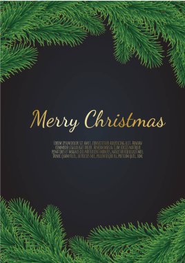 Vektör Noel ağaç dalları ve metin için yer ile banner. Gerçekçi köknar ağacı kenarlık.