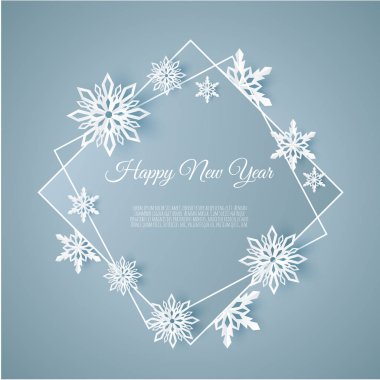 Çerçeve yapılmış kağıt kar taneleri ile Noel ve yeni yıl arka plan