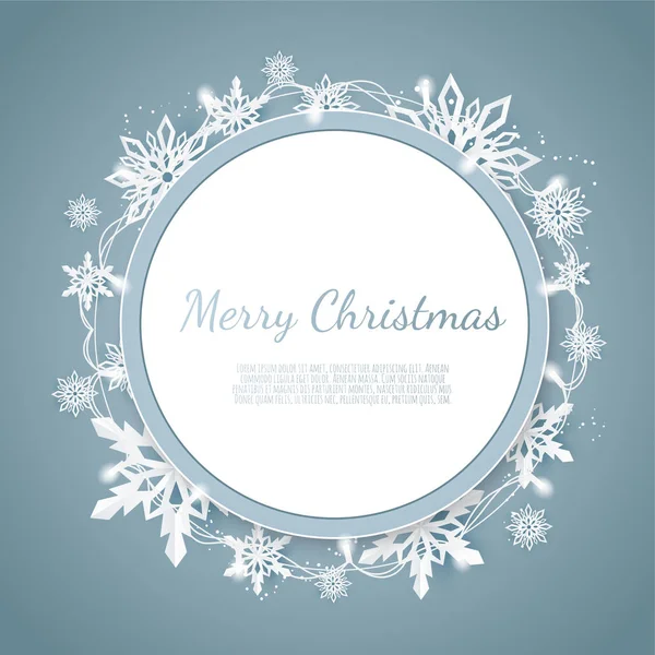 Орігамі Снігопад. З Різдвяною листівкою. Білий папір розрізав сніговий пластівчик . — стоковий вектор
